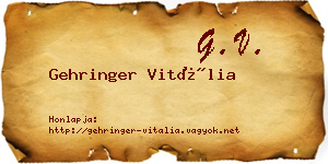 Gehringer Vitália névjegykártya